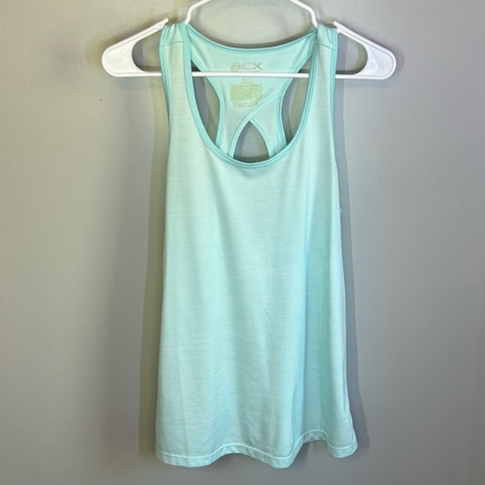ACX Aqua Racerback Workout Top with Back Cutout Womens Size M